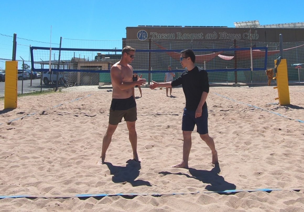 Playing beach volleyball with one of the kindest players at the tournament. He was an ex-pro too!