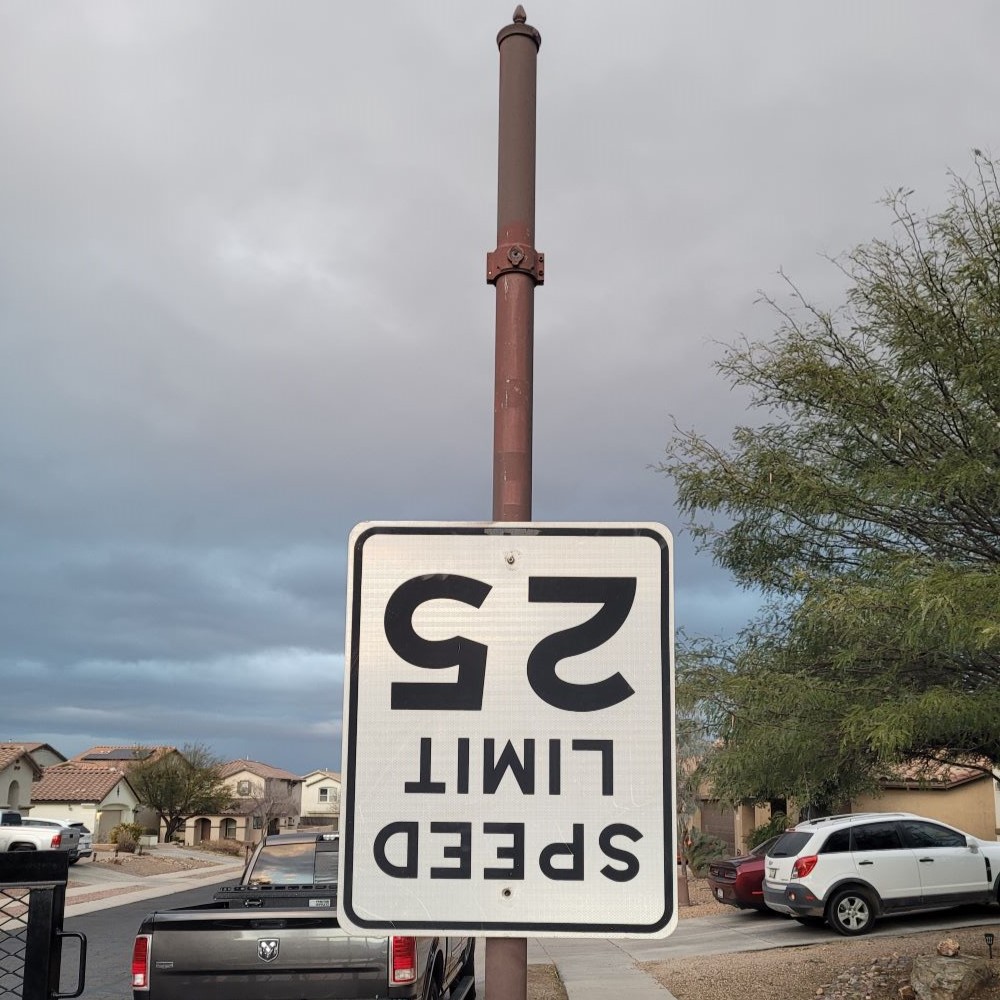 speed sign gets flipped over...reminded me about the question about change