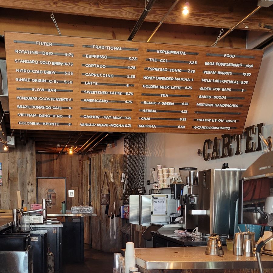 Cartel Coffee Roasters' menu