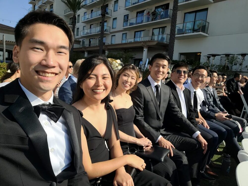 reuniting with old friend's at Tiff and Dan's wedding
