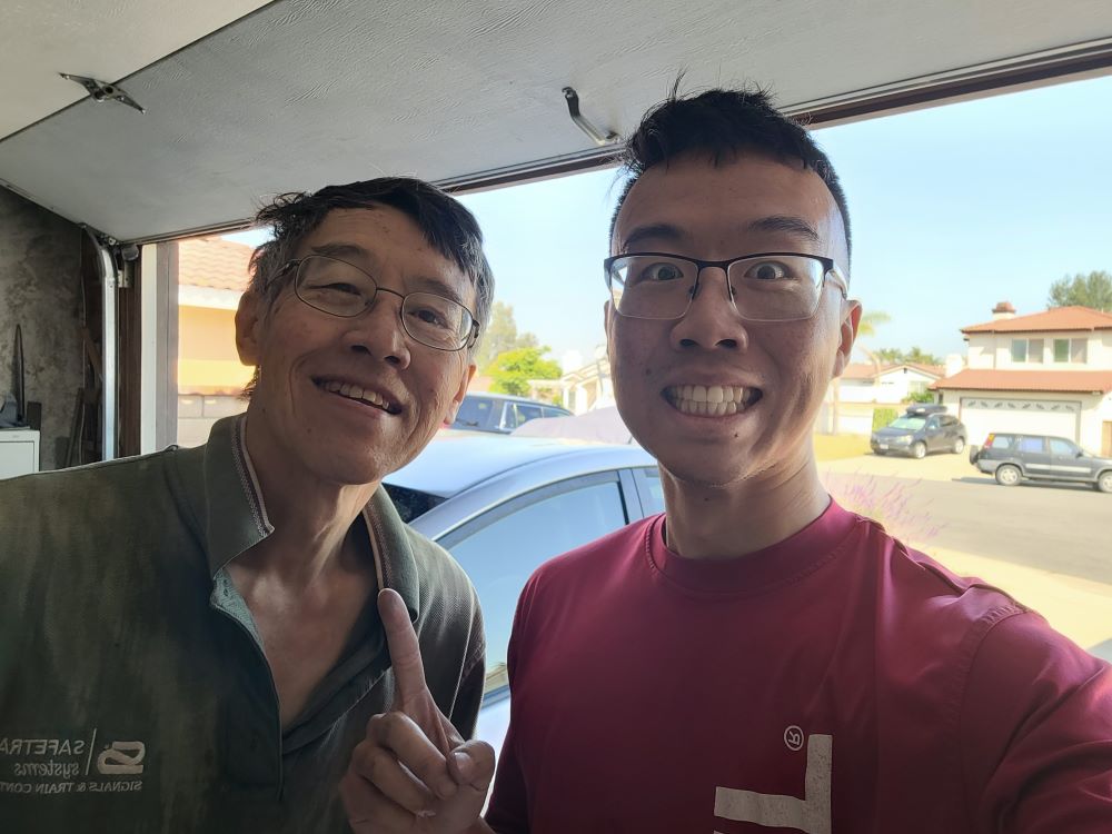 my dad and I after changing the brakes