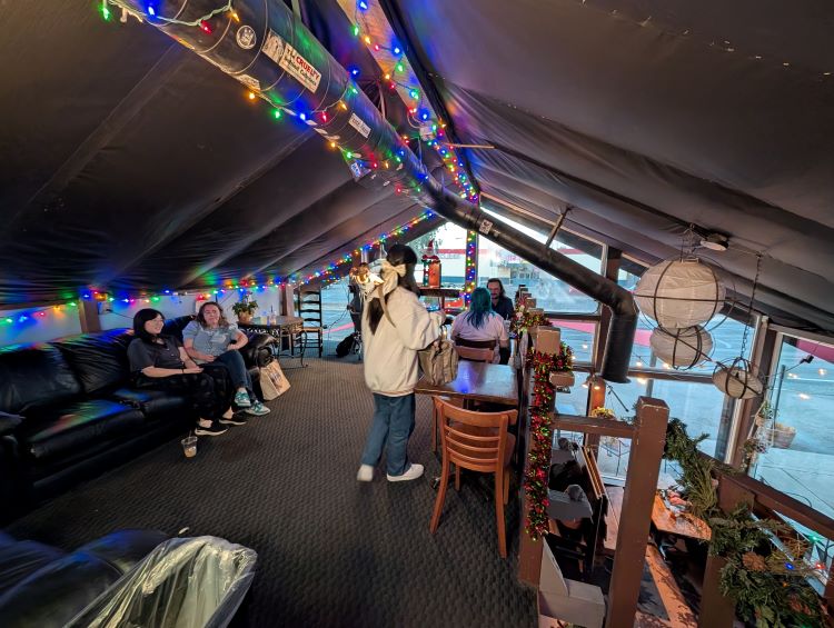 Black Crown Coffee second floor during Christmas!
